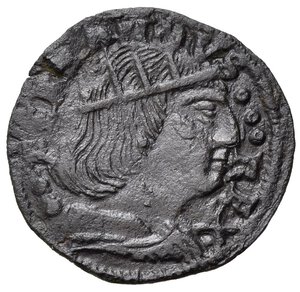 obverse: NAPOLI. Ferdinando I d Aragona (1458-1494). Cavallo con monogramma di Tramontano. AE (1,89 g). MIR 85/8; P/R 53a. Tracce di ribattitura. SPL