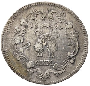 reverse: NAPOLI. Carlo II di Spagna (1674-1700). Tarì da 20 grana 1691. Ag. Magliocca 22. BB+