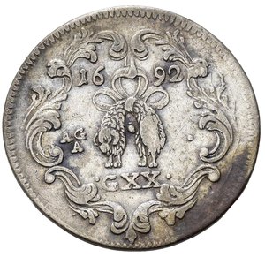 reverse: NAPOLI. Carlo II di Spagna (1674-1700). Tarì da 20 grana 1692. Ag. Magliocca 23. BB+