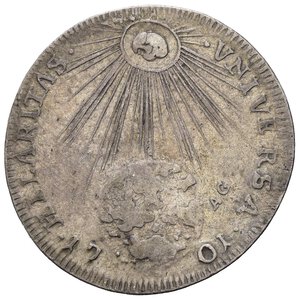 reverse: NAPOLI. Filippo V di Borbone (1700-1707). Tarì 1701. Ag. Busto con testa nuda a d. - Sole con raggi illumina il globo. Magliocca 74. BB+