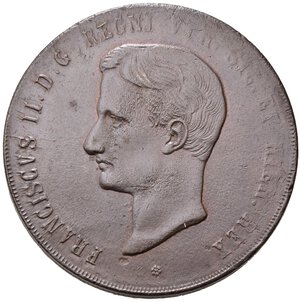 obverse: NAPOLI. Francesco II di Borbone (1859-1860). 10 tornesi 1859 (coniato a Roma, rigature oblique sul contorno da destra a sinistra). Cu. Gig. 4b. SPL