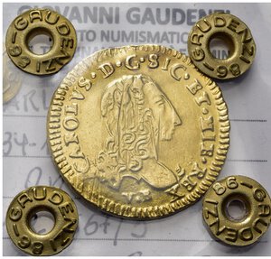 obverse: PALERMO. Carlo di Borbone (1734-1759). Regno di Sicilia. Oncia d oro 1751 sigle PN. Au. MIR 567/3. Periziata Gaudenzi Spl+/qFDC 