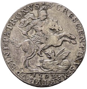 reverse: ROMA. Stato Pontificio. Clemente XI (1700-1721). Mezza Piastra 1703. Ag (12,85 g). Tosata. MIR 2274/1. Rara. BB