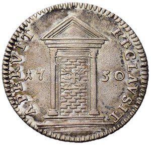 reverse: ROMA. Stato Pontificio. Benedetto XIV (1740-1758). Grosso giubileo 1750 con Porta Santa Chiusa. Ag (1,27 g). MIR 2582/2. SPL+