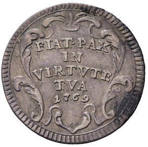 reverse: ROMA. Clemente XIV (1769-1774). Grosso 1769 Ag (1,33 g). Muntoni 8. Raro. BB+