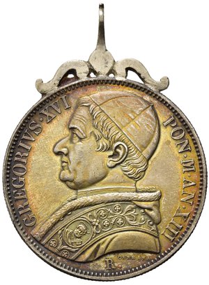 obverse: ROMA. STATO PONTIFICIO. Gregorio XVI (1831-1846). Scudo 1843 anno XIII. Ag. Montatura d epoca. qSPL