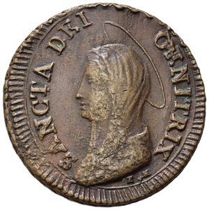 reverse: SAN SEVERINO. Pio VI (1775-1799). Madonnina da 5 baiocchi 1797 sigle TM. Cu (12,14 g). qSPL