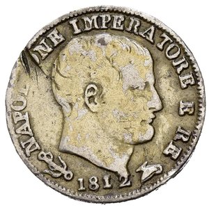 obverse: VENEZIA. Napoleone I Re d Italia (1805-1814). 5 soldi 1812 V. Gig. 193; Montenegro 44. Estremamente raro. RRRR. BB