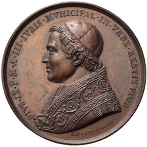obverse: Medaglie Papali. Pio IX (1846-1878). Medaglia anno III - Riforme legislative. AE (35,68 g). Bartolotti E 848. FDC