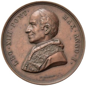 obverse: Medaglie Papali. Leone XIII (1878-1903). Medaglia anno I - Elezione al pontificato. AE (40 mm). Modesti MA 345. qFDC