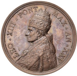 obverse: Medaglie Papali. Leone XIII (1878-1903). Medaglia anno XXV - 25° Anno di Pontificato. AE (37,19 g). Modesti 381. Molto rara. qFDC