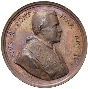 obverse: Medaglie Papali. Pio X (1903-1914). Medaglia anno IV - Consacrazione nuovi Vescovi. AE (35,36 g). Bartolotti E 907. FDC