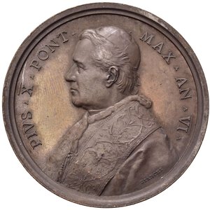obverse: Medaglie Papali. Pio X (1903-1914). Medaglia anno VI - Costituzione Sapienti Consilio. AE (34,02 g). Bartolotti E 909. qFDC
