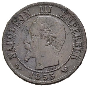 obverse: FRANCIA. Napoleone III. 1 centime 1855 W (ancre). Gad.86. Rarissimo. MB