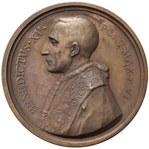 obverse: Medaglie Papali. Benedetto XV (1914-1922). Medaglia 1920 anno VI - Canonizzazione del 1920. AE (33,72 g). Bartolotti E 920. Rara. FDC