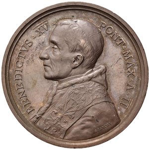 obverse: Medaglie Papali. Benedetto XV (1914-1922). Medaglia anno II - Invocazione a Regina Pacis. AE (34,86 g). Bartolotti E 916. Rara. qFDC