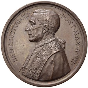 obverse: Medaglie Papali. Benedetto XV (1914-1922). Medaglia anno VII - Encicliche del 1920. AE (31,73 g). Bartolotti E 921. Rara. qFDC
