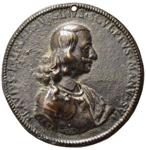 obverse: Personaggi. Flavio I Orsini, Duca di Bracciano (1660-1696). Medaglia Uniface fusa AE (36,89 g - 56,5 mm). Busto a destra, data 1696 in basso. (Fusione postuma?). Forellino di sospensione. SPL
