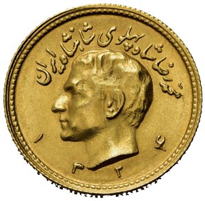 obverse: IRAN. Muhammad Reza Pahlavi Shah (SH 1320-1358 / 1941-1979). 1/2 palhavi SH 1324. Au (4,07 g). FDC