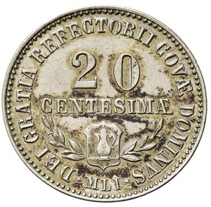 reverse: MILANO. Giuseppe Chierichetti. Gettone Caffè Cova 20 centesimi 1877. Ag (2,84 g). SPL+