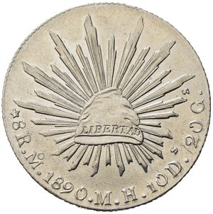 reverse: MESSICO. 8 Reales 1890. Ag (27,00 g). Lavata. SPL+