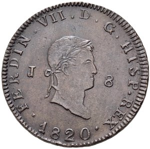 obverse: SPAGNA. Ferdinando VII. 8 Maravedis 1820 J. Cu. KM#491. SPL+