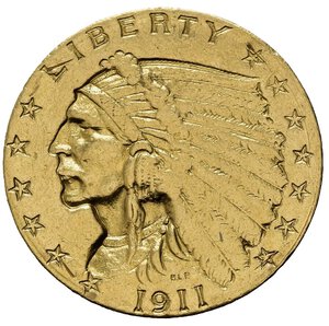 reverse: STATI UNITI. 2,5 Dollars Indian Head 1911. Au (4,17 g). KM#128. BB+/qSPL