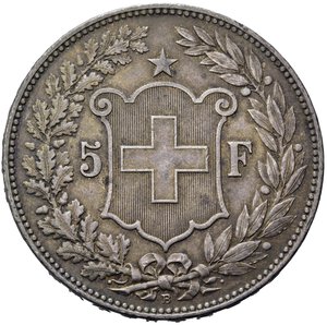 reverse: SVIZZERA. 5 Franchi 1908 B. Ag. KM#34. BB+
