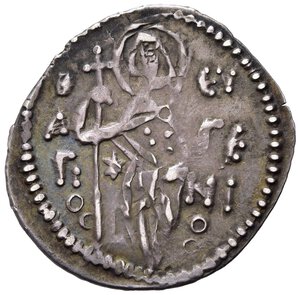 reverse: TREBISONDA. Giovanni II di Trebisonda (1280-1297). Asper. Ag (2,79 g). D/ S. Eugenio stante -  R/Giovanni stante con labaro e globo crucigero. Sear 2609. BB+