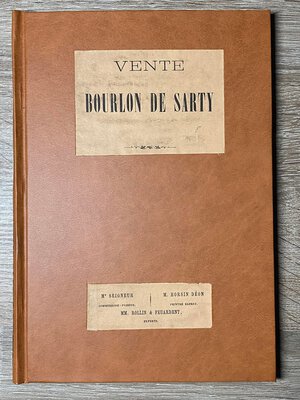 obverse: BOURLON DE SARTY. Catalogue des tableaux & dessins, curiosites, medailles formant la collection de feu M.Bourlon de Sarty. Paris, 1868. Buono stato.