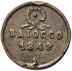 reverse: ANCONA. Seconda Repubblica Romana (1848-1849). Baiocco 1848 ?. Ae Fuso (12,12 g). BB