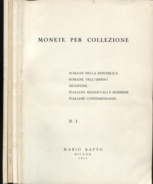 obverse: RATTO  M. -  Listini a prezzo fisso  1971 ( 4 fascicoli) completo. con tavole. ril. ed buono stato. rari.