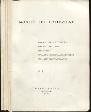 obverse: RATTO  M. -  Listini a prezzo fisso  1972 ( 4 fascicoli) completo. con tavole. ril. ed buono stato. rari.