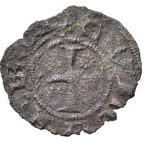 reverse: ASCOLI. Ladislao di Durazzo, re di Napoli (1404-1414). Denaro o Picciolo. Mi (0,31 g). Mazza 38. RRR. qBB