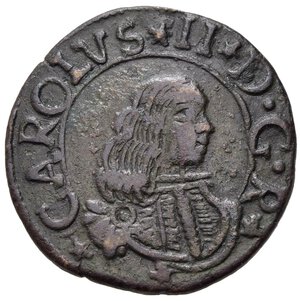 obverse: CAGLIARI. Carlo II (1665-1700). Cagliarese 1695. Cu (3,85). MIR 92/7. RRR. BB