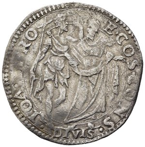 reverse: FIRENZE. Cosimo I De Medici (1537-1574). Giulio 1570. Ag (2,86 g). SS. Giovanni Battista e Cosimo - Stemma. qBB