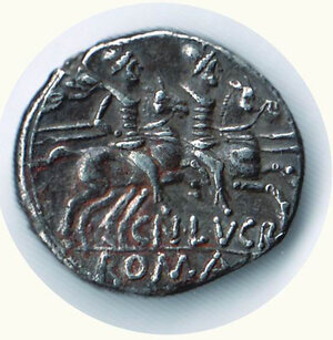 reverse: REPUBBLICA ROMANA - Lucretia - Cn. Lucretrius Trio - Denario (136 a.C.) - Seaby 1/a.