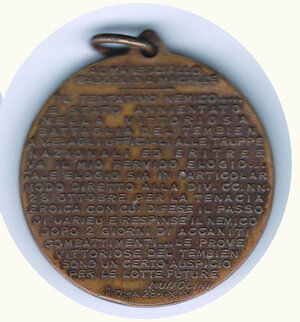 reverse: AL MARESCIALLO BADOGLIO a Macalle 28/01/1936 - Medaglia in Ae;  D/ Busto di Mussolini; R/ Frase del bollettino di guerra.