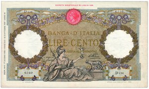 obverse: REGNO D ITALIA - 100 Lire 5/10/1931