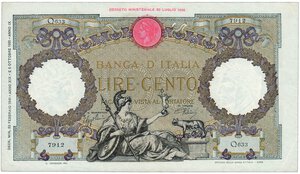 obverse: REGNO - 100 Lire - Italia guerriera - Decreto 20/02/1941.