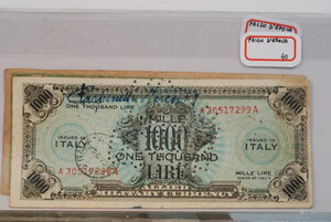 obverse: AM LIRE 1943 - 500 Lire e 1000 Lire falsi d epoca