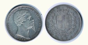 obverse: VITTORIO EMANUELE II - 5 Lire 1853