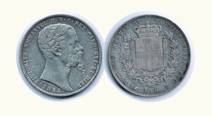 obverse: VITTORIO EMANUELE II - 5 Lire 1854