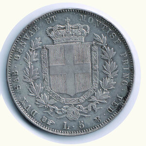 reverse: VITTORIO EMANUELE II - 5 Lire 1854