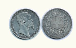 obverse: VITTORIO EMANUELE II - 5 Lire 1856