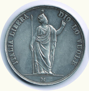 obverse: MILANO - Governo provvisorio 1848 - 5 Lire 1848 - Gigante 3/b.