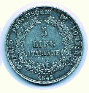 reverse: MILANO - Governo provvisorio 1848 - 5 Lire 1848 - Gigante 3/b.