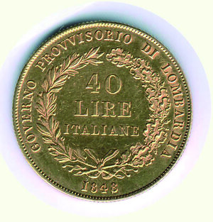 reverse: MILANO - Governo provvisorio 1848 - 40 Lire.