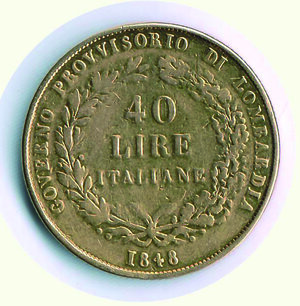 reverse: MILANO -  Governo provvisorio 1848 - 40 Lire (da montatura).