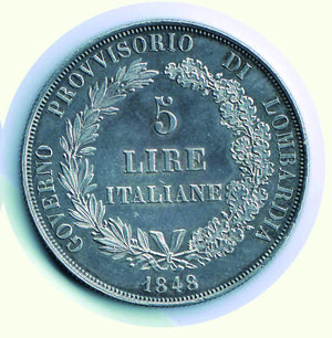 reverse: MILANO - Governo provvisorio 1848 - 5 Lire